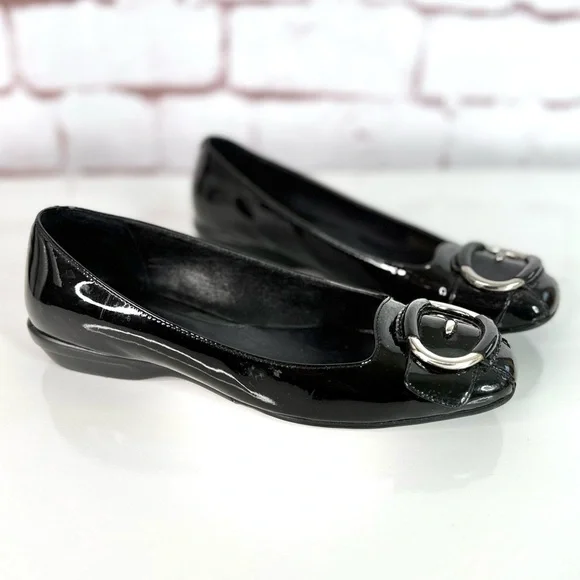 COLE HAAN NIKE AIR COLLAB Size 5.5 Black Patent Leather Ballet Flat Slip Shoes - Picture 16 of 16